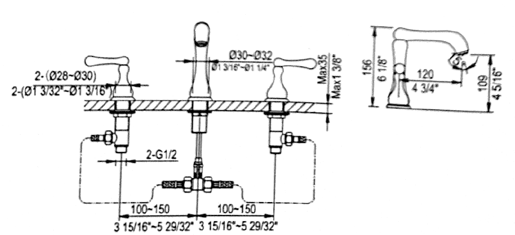 081155C  3-HOLE WASHBASIN FAUCET