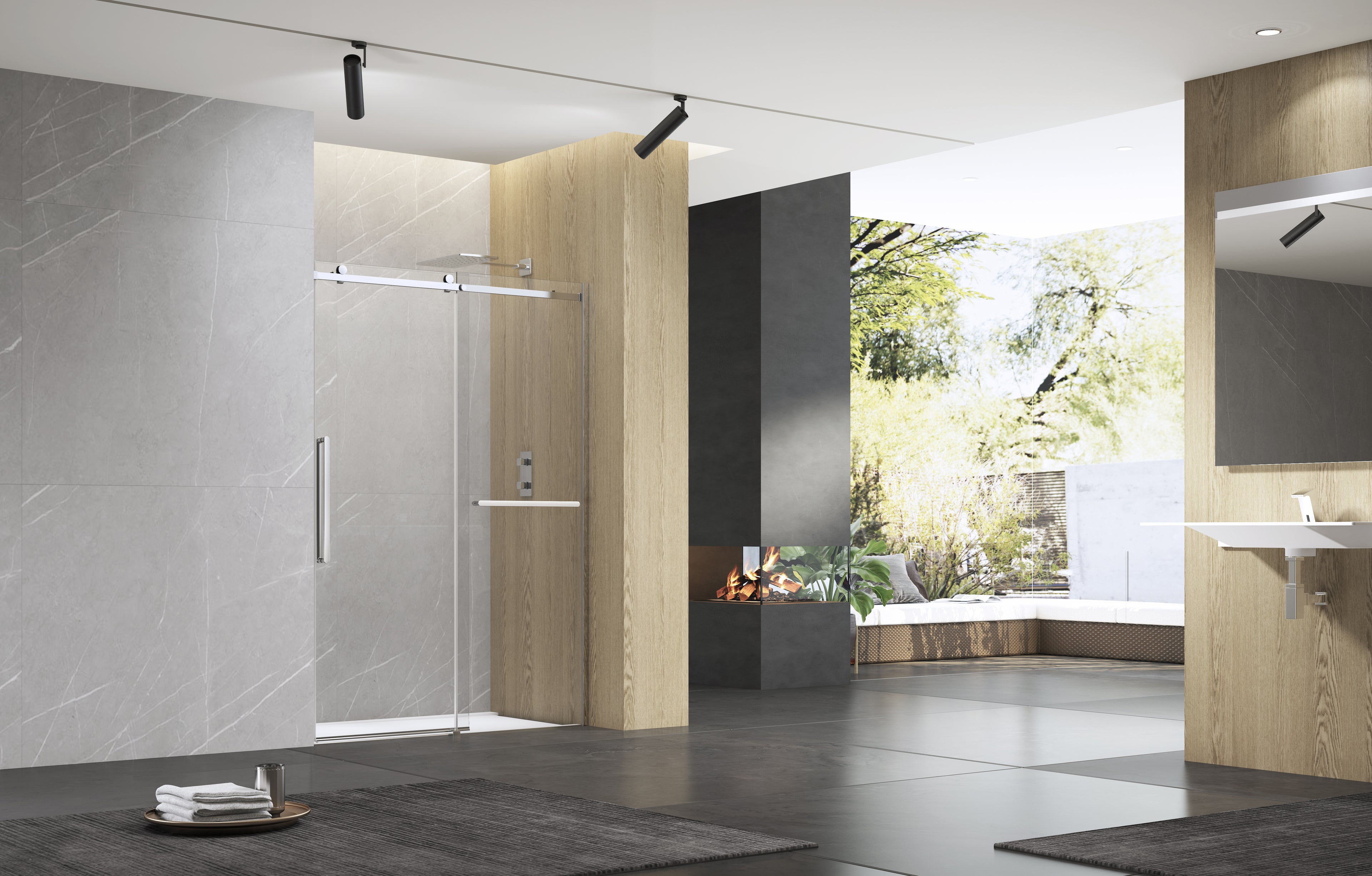 SOFTCLOSING WITH TOWEL BAR SHOWER DOOR W