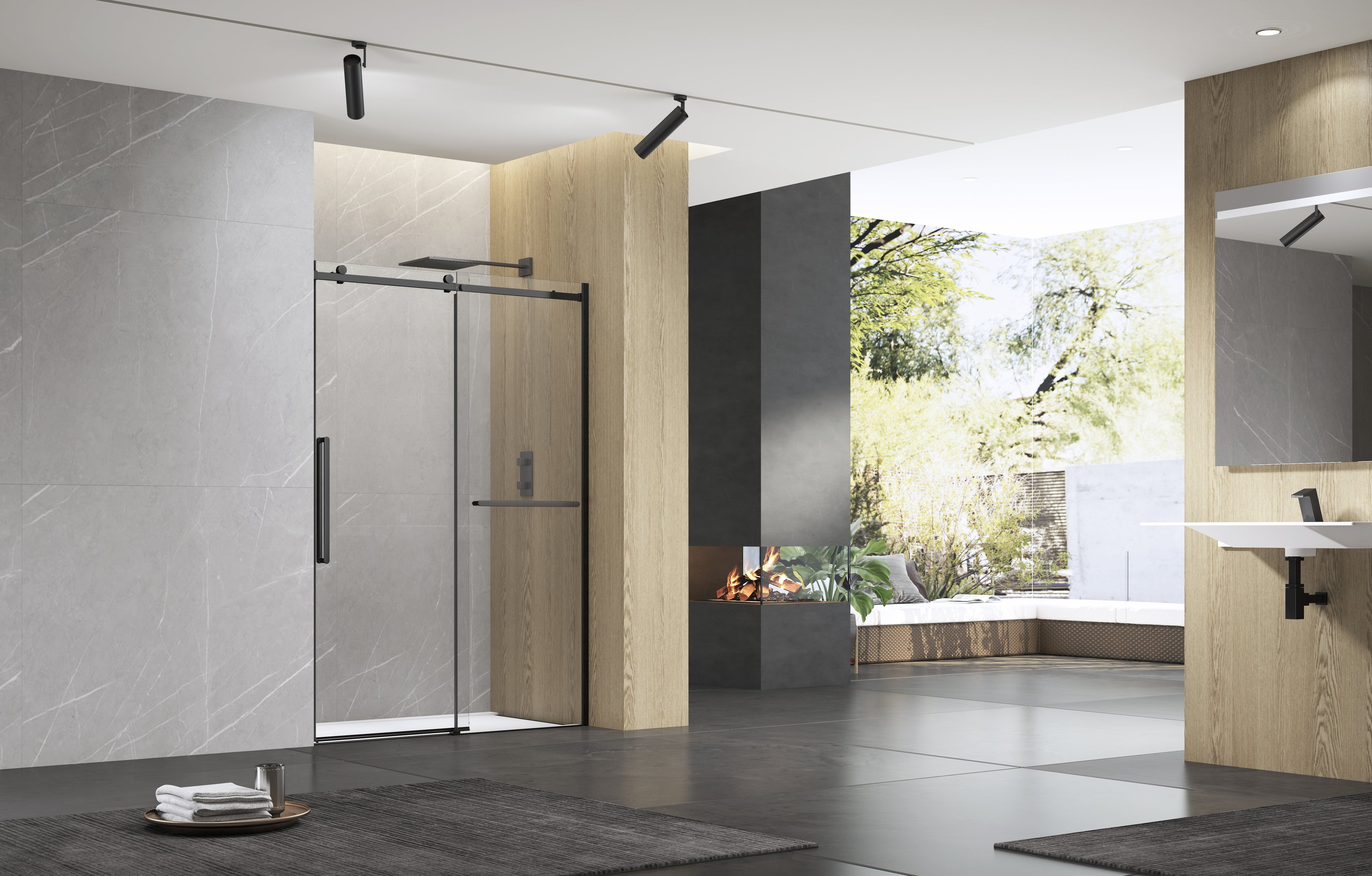SOFTCLOSING WITH TOWEL BAR SHOWER DOOR W