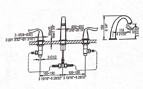 041272C 3-HOLE WASHBASIN FAUCET