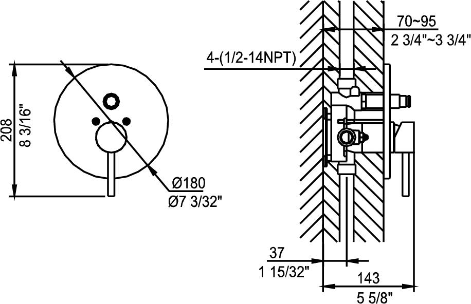 10020036001 Pressure balanced tub and shower valve