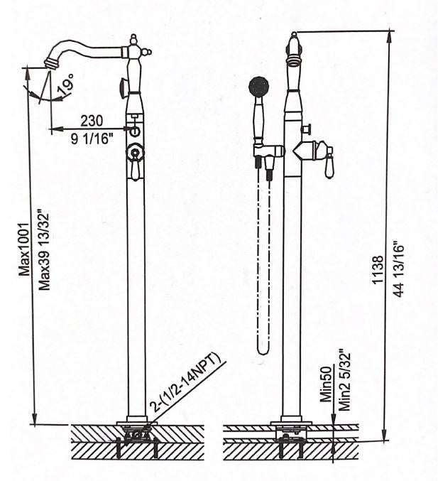 372553C FREE-STANDING SHOWER/BATH MIXER