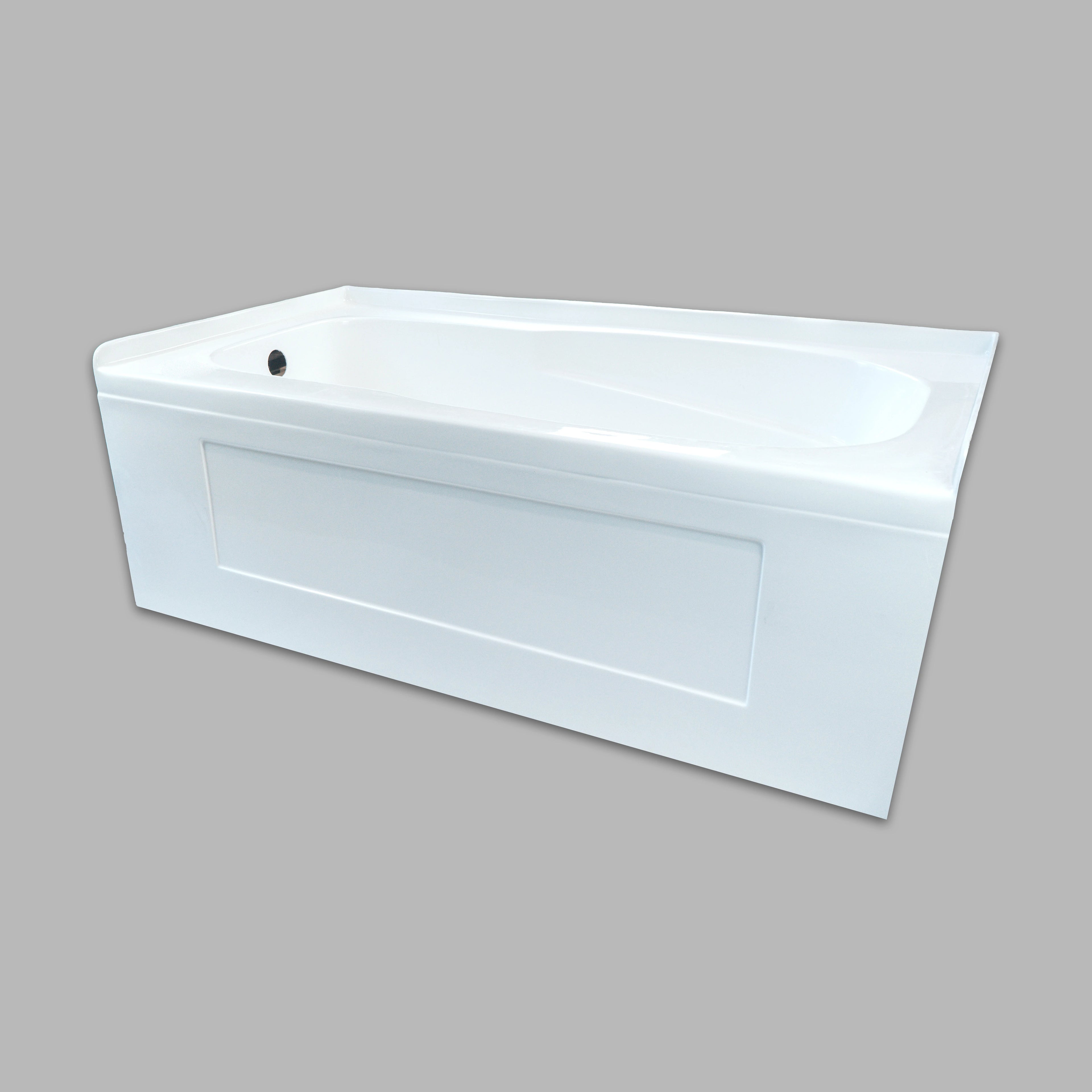 WHITE RECTANGULAR ALCOVE BATHTUB WITH ARMREST
