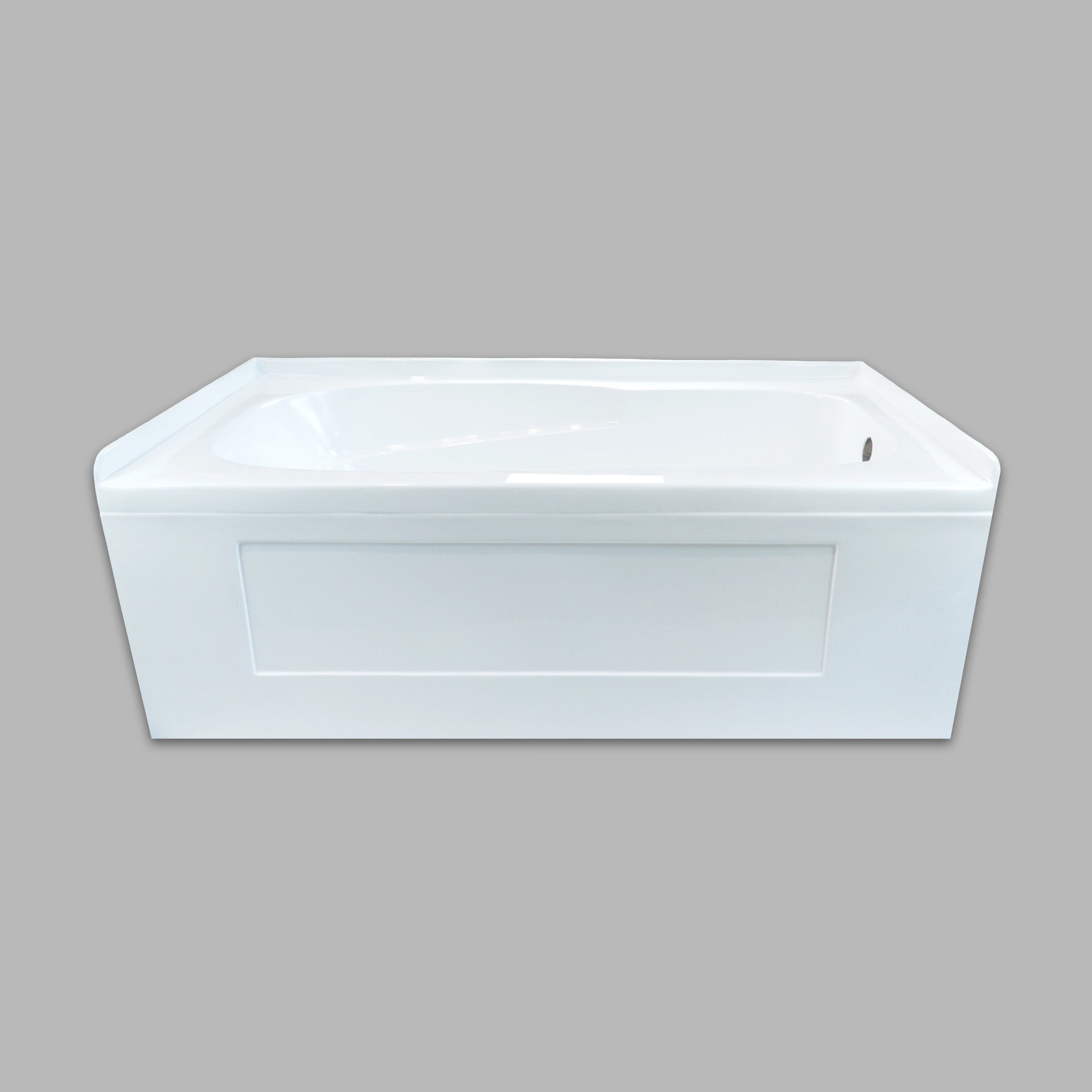 WHITE RECTANGULAR ALCOVE BATHTUB WITH ARMREST