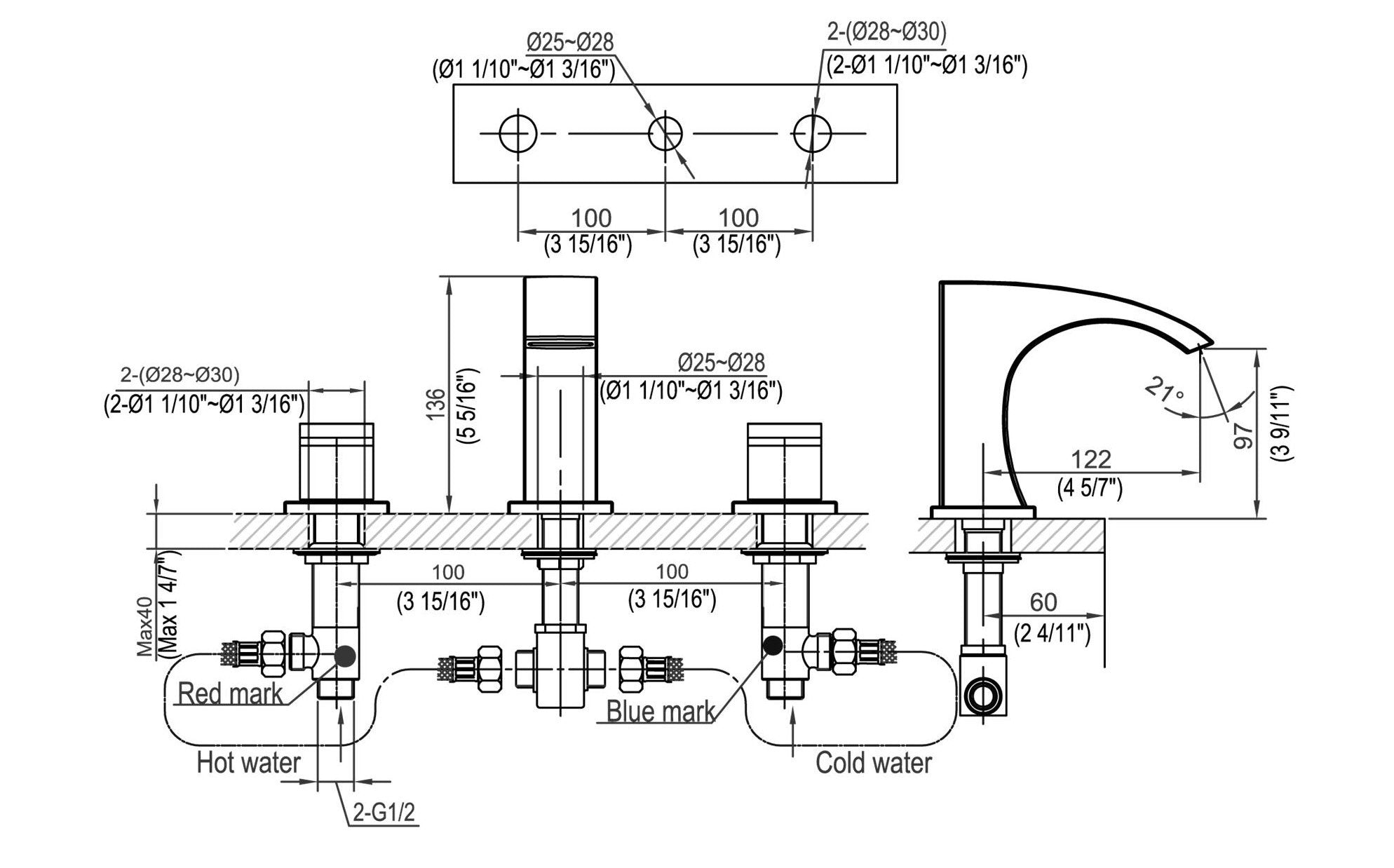 771584C  3-HOLE WASHBASIN FAUCET