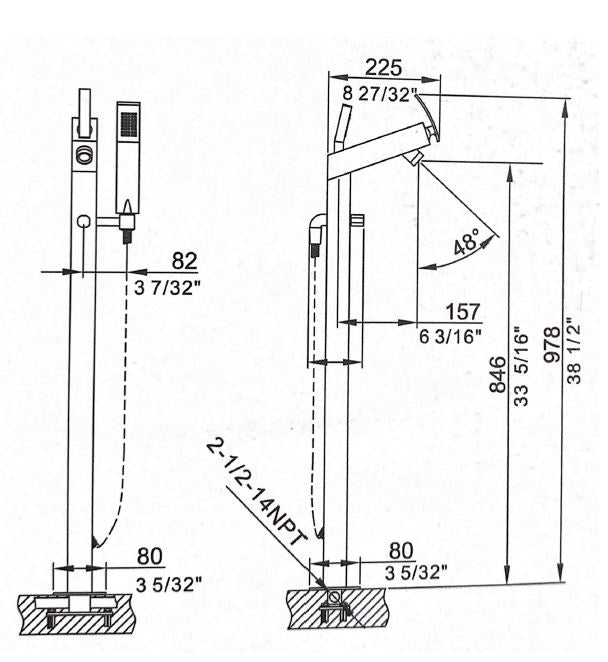 792728C FREE-STANDING SHOWER/BATH MIXER